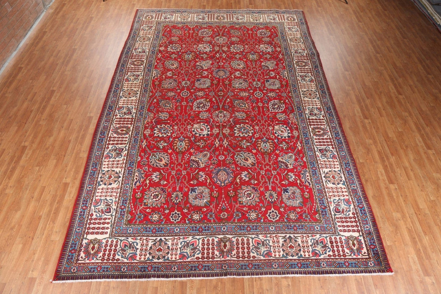 Large Wool Floral Tabriz Persian Rug 10x16