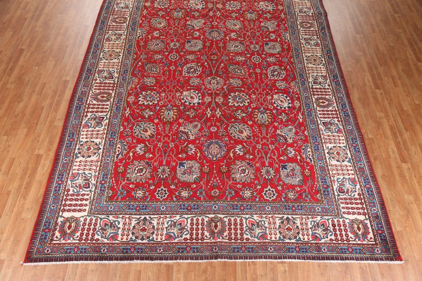 Large Wool Floral Tabriz Persian Rug 10x16