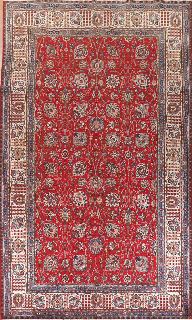 Large Wool Floral Tabriz Persian Rug 10x16