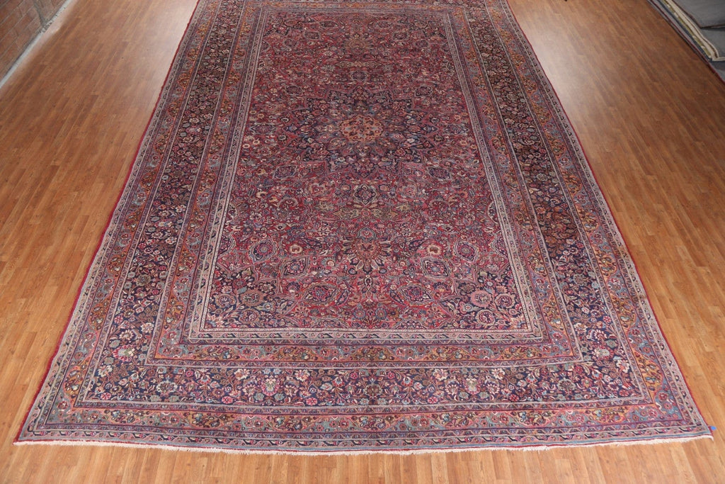 Pre-1900 Antique Vegetable Dye Mashad Persian Rug 13x19