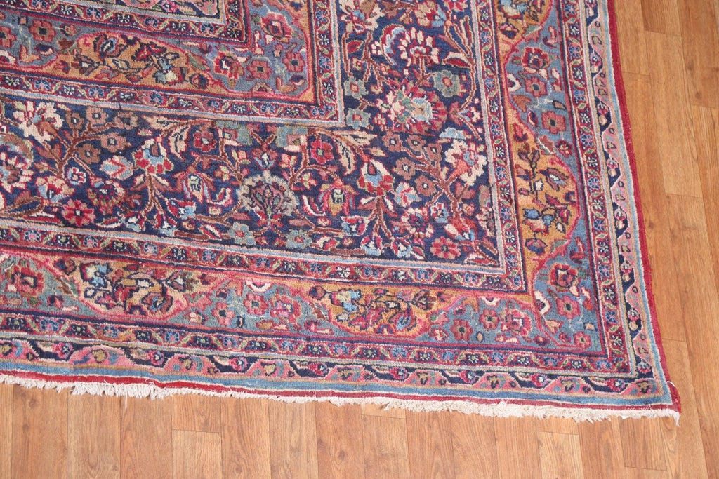 Pre-1900 Antique Vegetable Dye Mashad Persian Rug 13x19