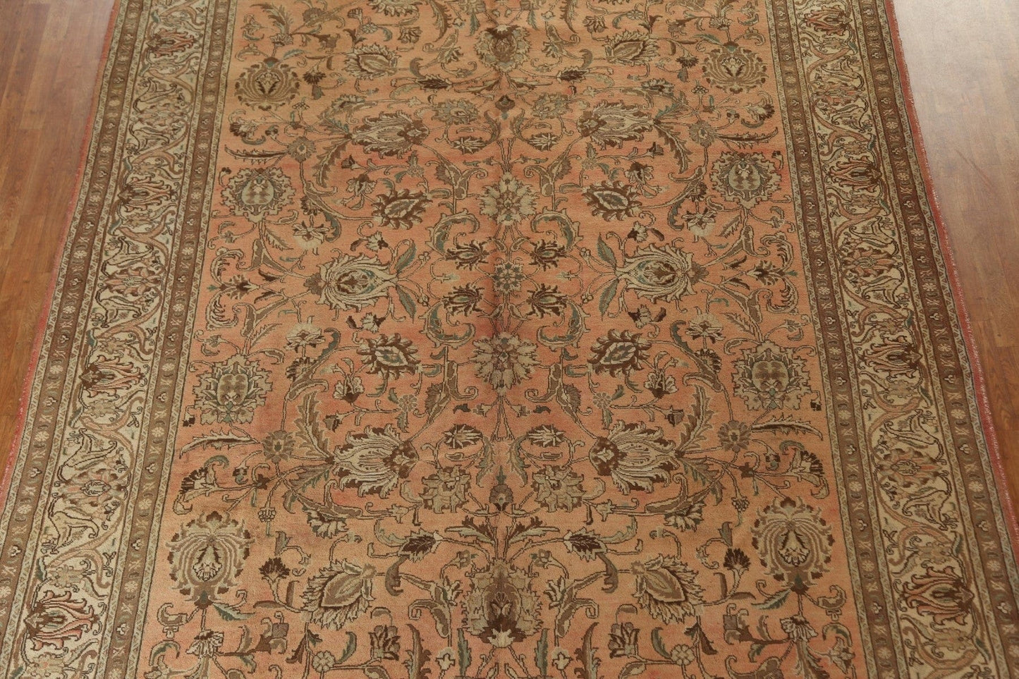 Vintage Floral Wool Tabriz Persian Area Rug 10x13