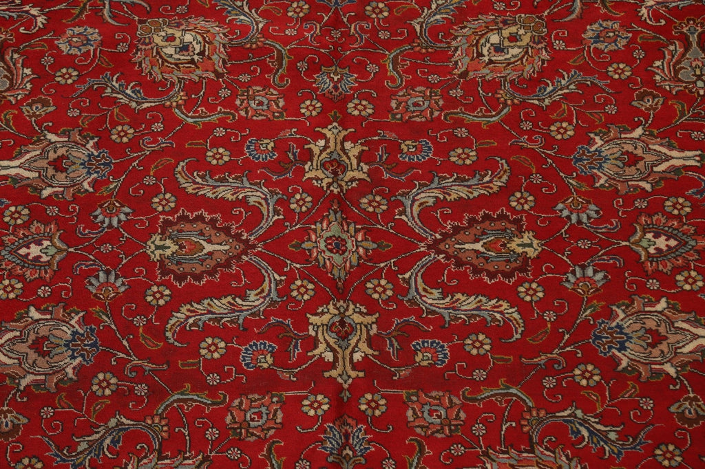 Hand-Knotted Wool Red Tabriz Persian Area Rug 10x11