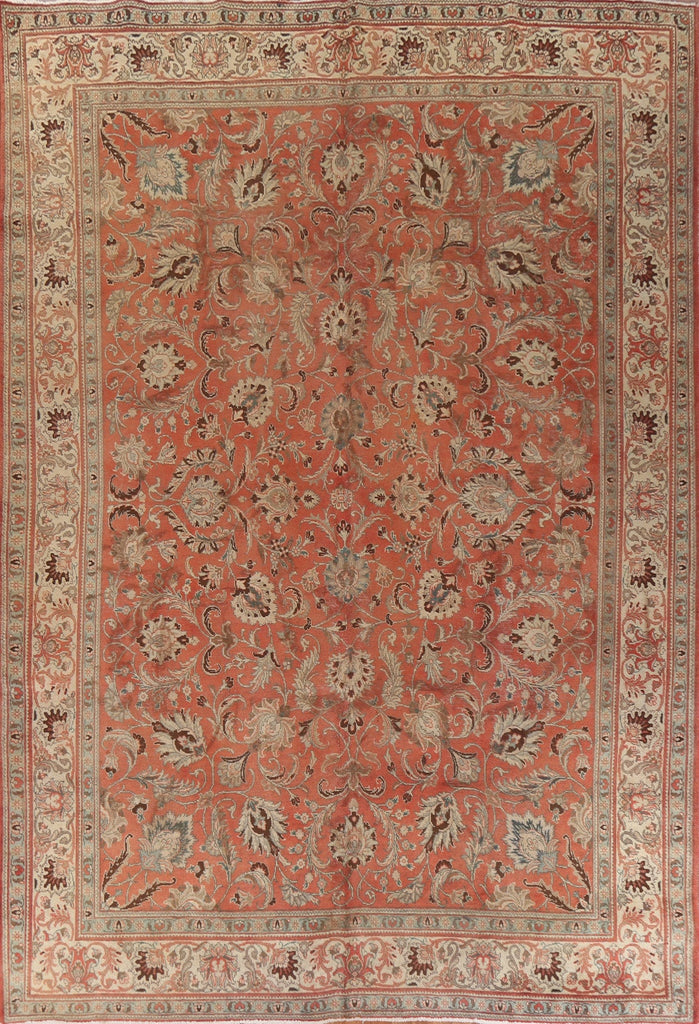 Vintage Floral Tabriz Persian Area Rug 10x13