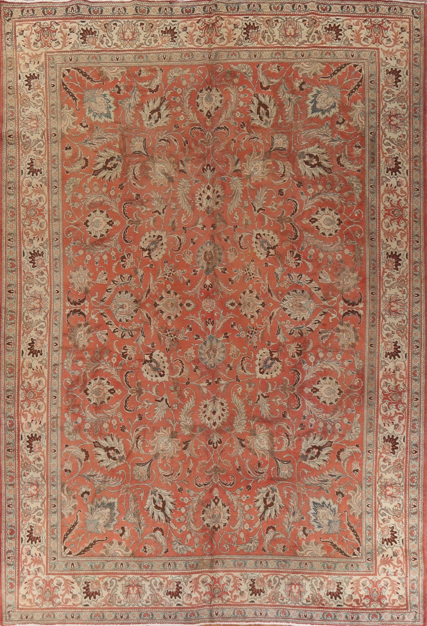 Vintage Floral Tabriz Persian Area Rug 10x13