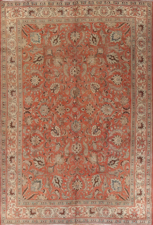 Vintage Floral Tabriz Persian Area Rug 10x13