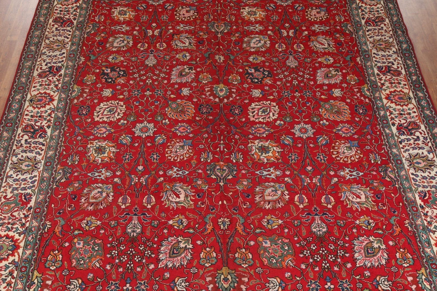 Red Floral Wool Tabriz Persian Area Rug 10x12