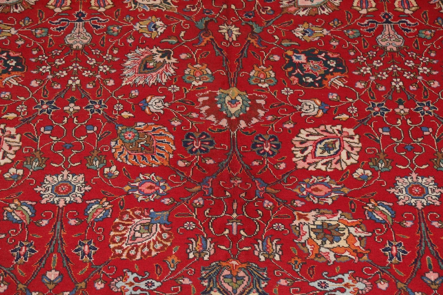 Red Floral Wool Tabriz Persian Area Rug 10x12