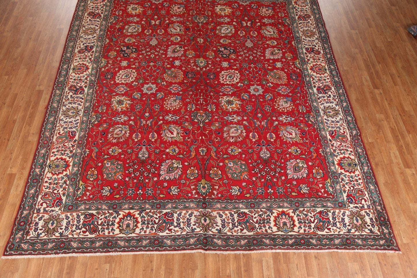 Red Floral Wool Tabriz Persian Area Rug 10x12