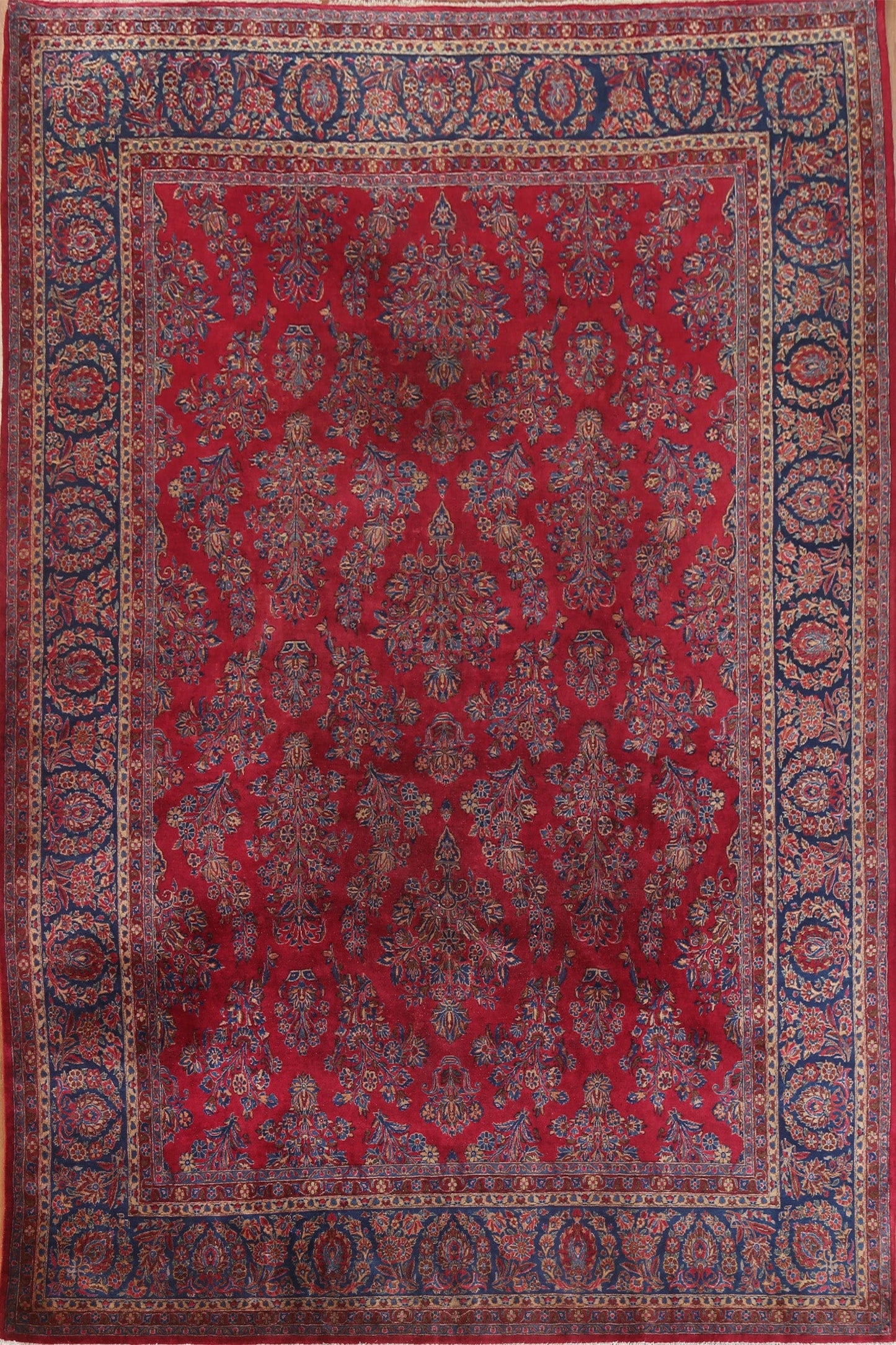 Antique Vegetable Dye Sarouk Large Persian Rug 10x15