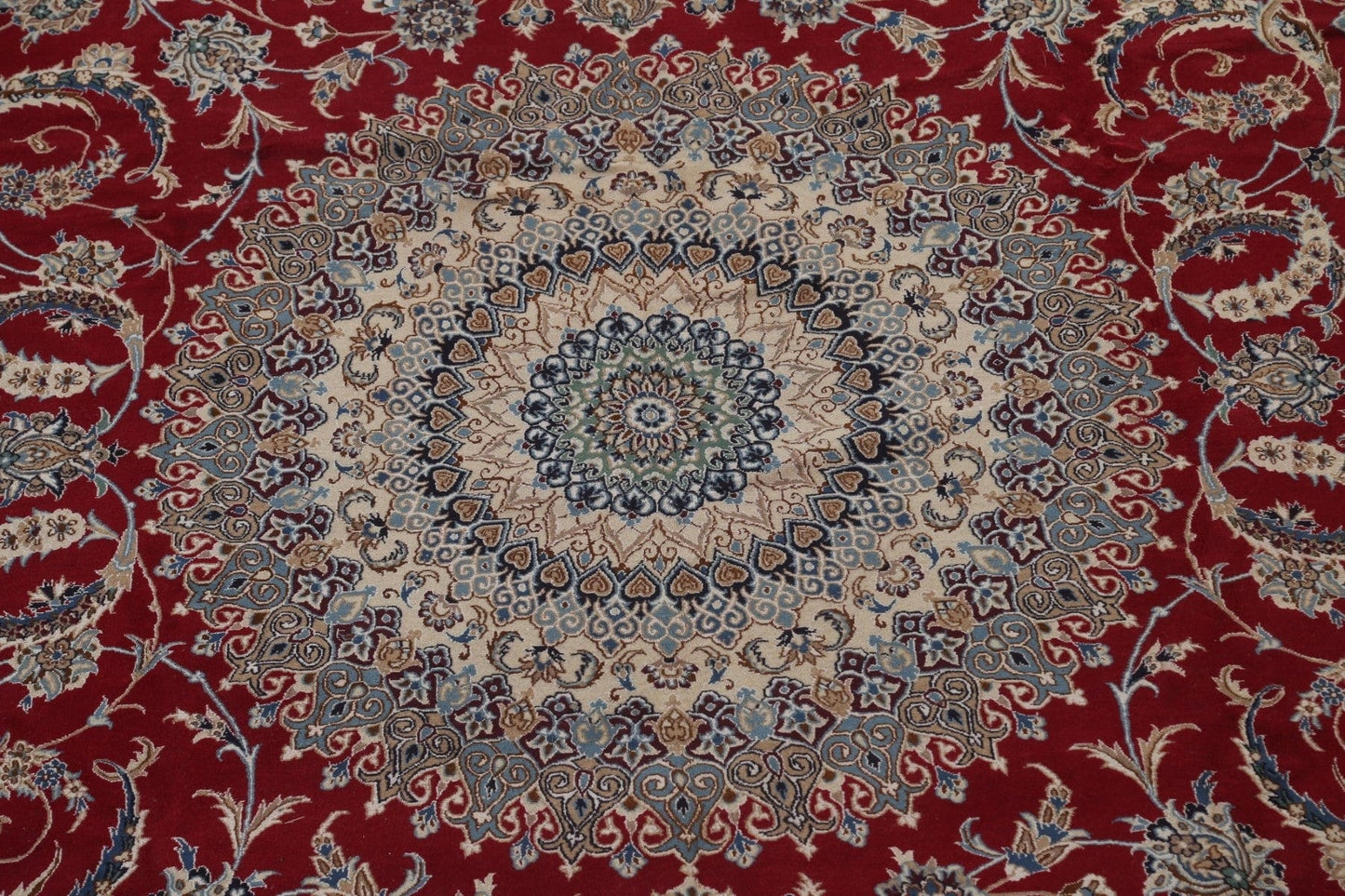 Vegetable Dye Red Wool Nain Large Persian Rug 13x17