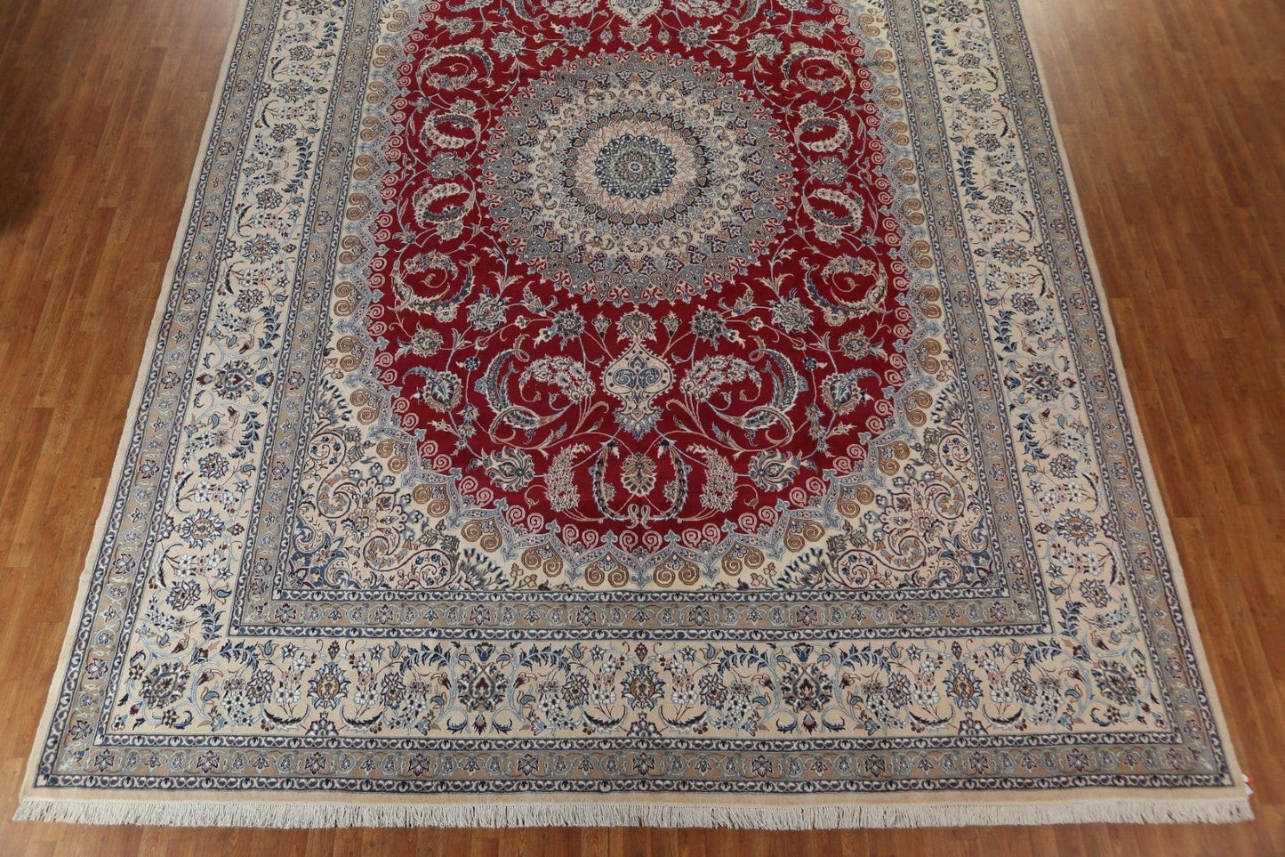 Vegetable Dye Red Wool Nain Large Persian Rug 13x17