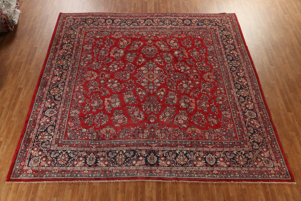 Vegetable Dye Red Sarouk Persian Square Rug 12x12