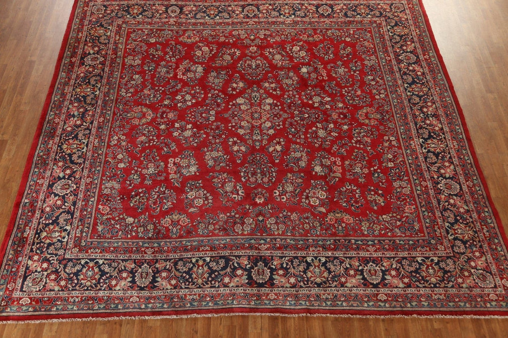 Vegetable Dye Red Sarouk Persian Square Rug 12x12