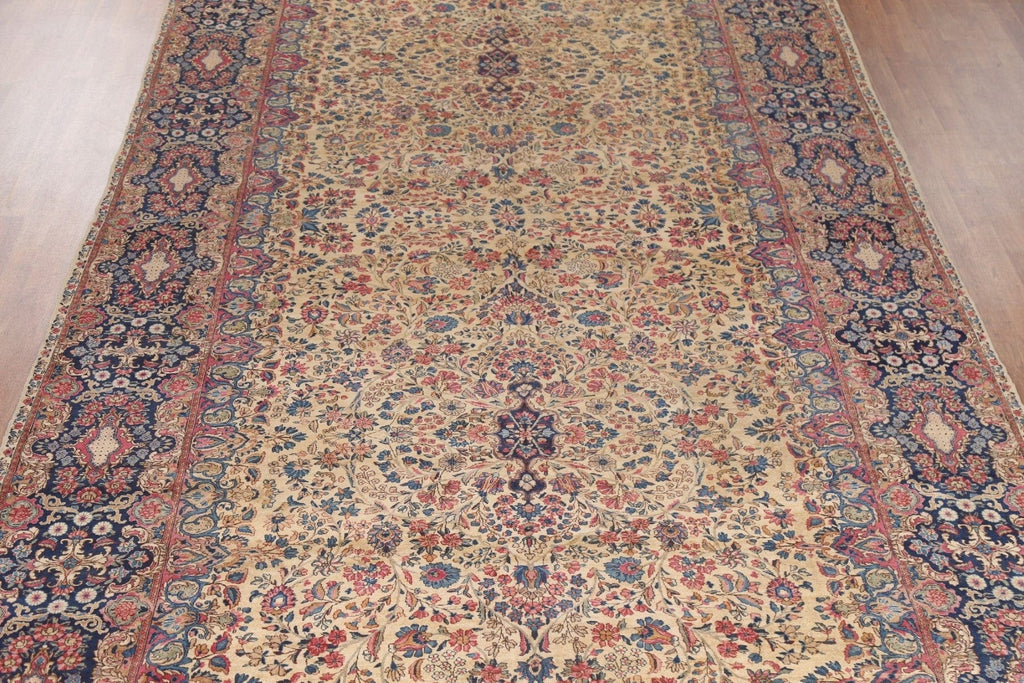 Pre-1900 Antique Vegetable Dye Kerman Persian Rug 9x20