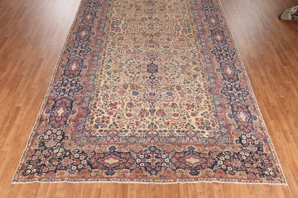 Pre-1900 Antique Vegetable Dye Kerman Persian Rug 9x20