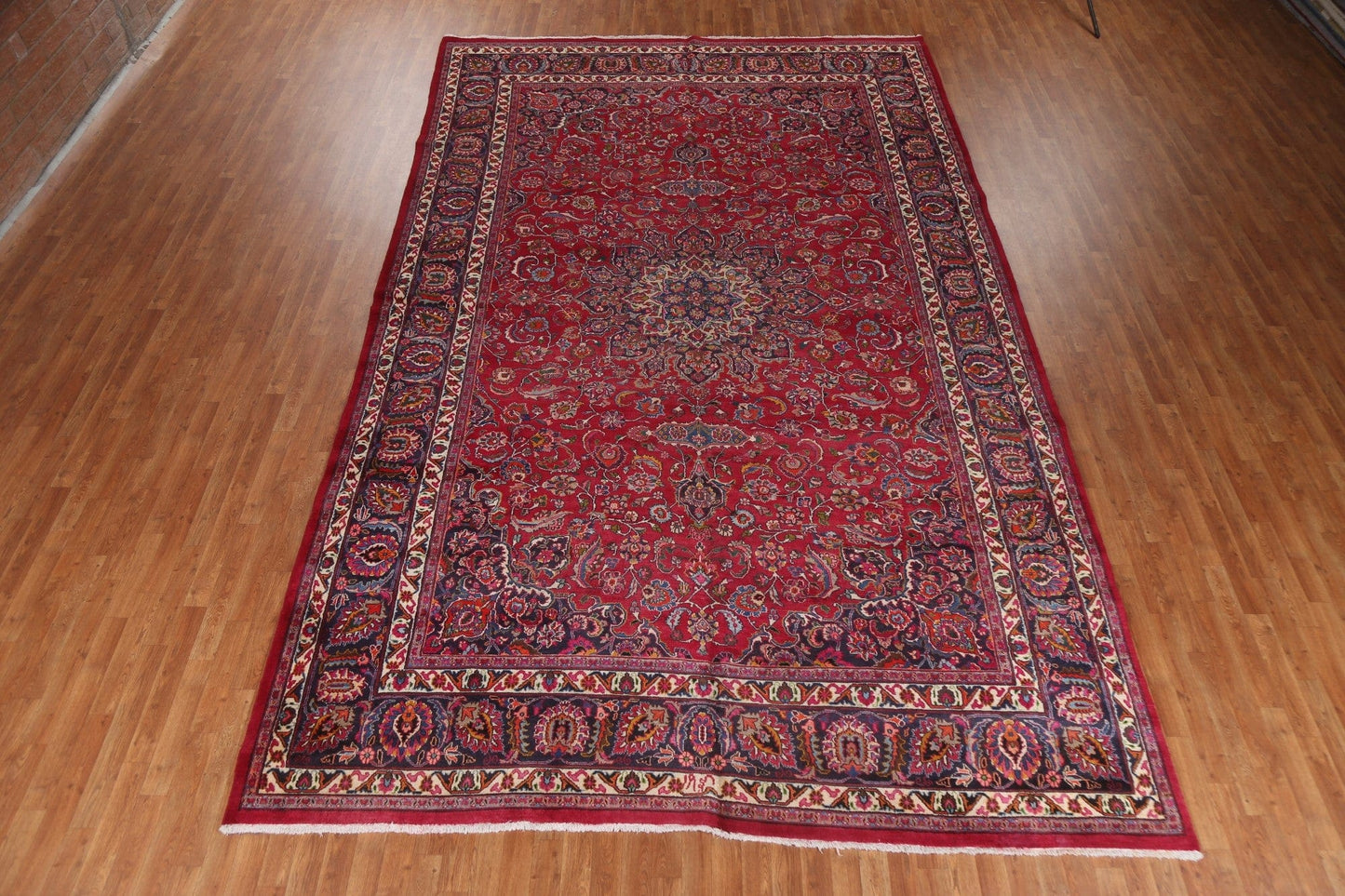 Floral Red Wool Mashad Large Persian Rug 9x16