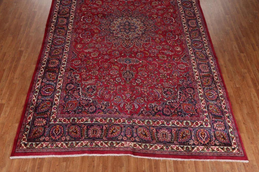 Floral Red Wool Mashad Large Persian Rug 9x16