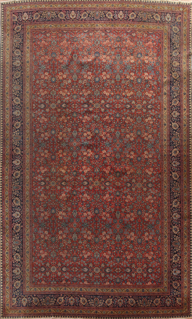 Pre-1900 Antique Vegetable Dye Tabriz Persian Area Rug 11x17