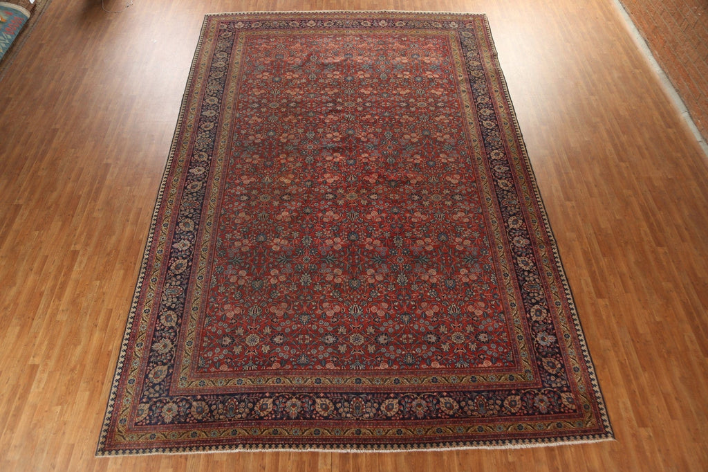 Pre-1900 Antique Vegetable Dye Tabriz Persian Area Rug 11x17