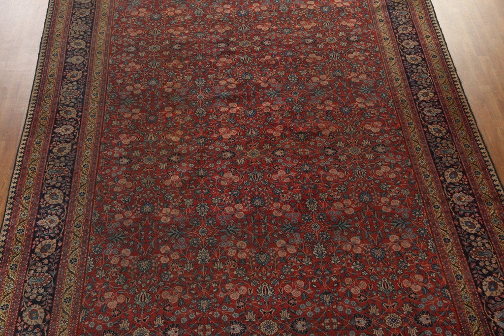 Pre-1900 Antique Vegetable Dye Tabriz Persian Area Rug 11x17