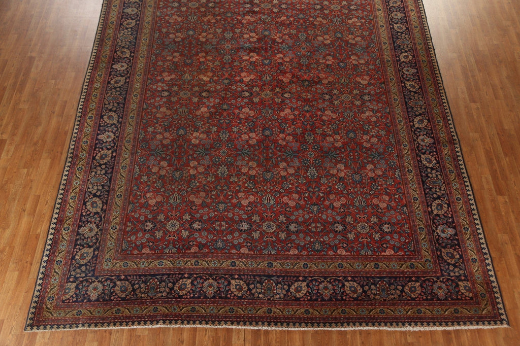 Pre-1900 Antique Vegetable Dye Tabriz Persian Area Rug 11x17