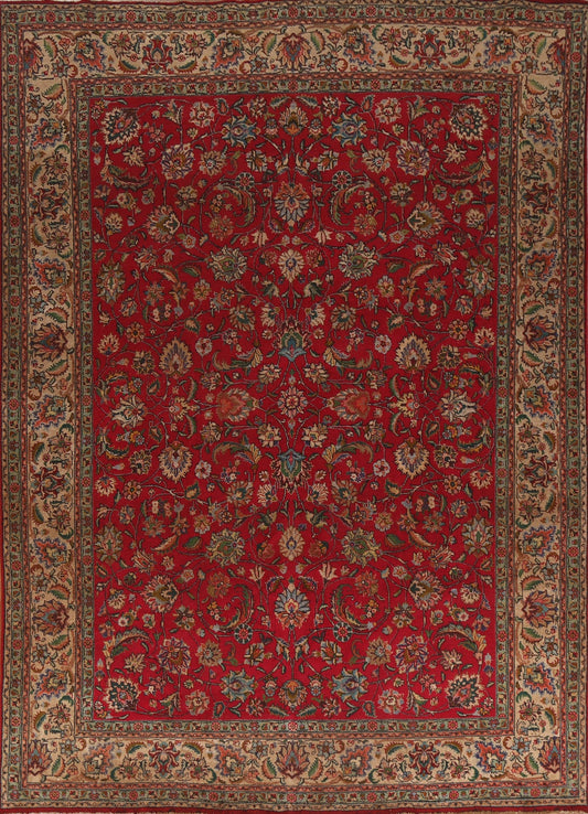 Floral Red Wool Tabriz Persian Area Rug 10x13