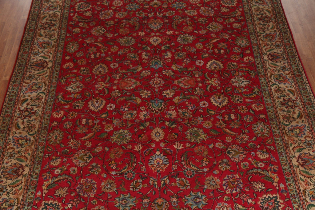 Floral Red Wool Tabriz Persian Area Rug 10x13