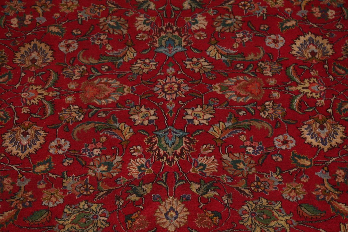 Floral Red Wool Tabriz Persian Area Rug 10x13