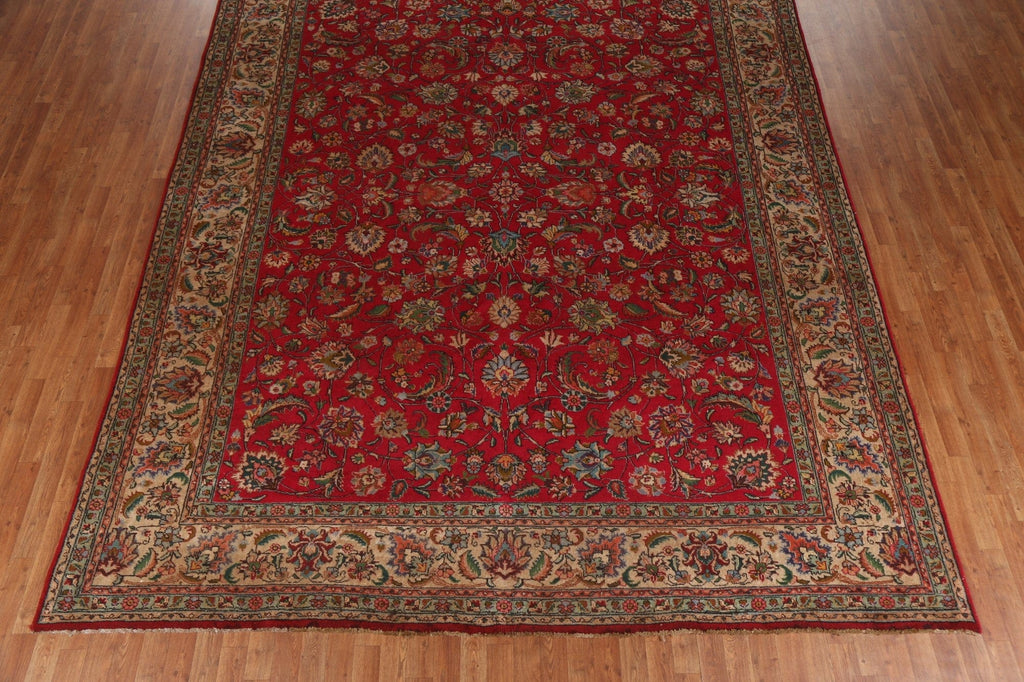 Floral Red Wool Tabriz Persian Area Rug 10x13