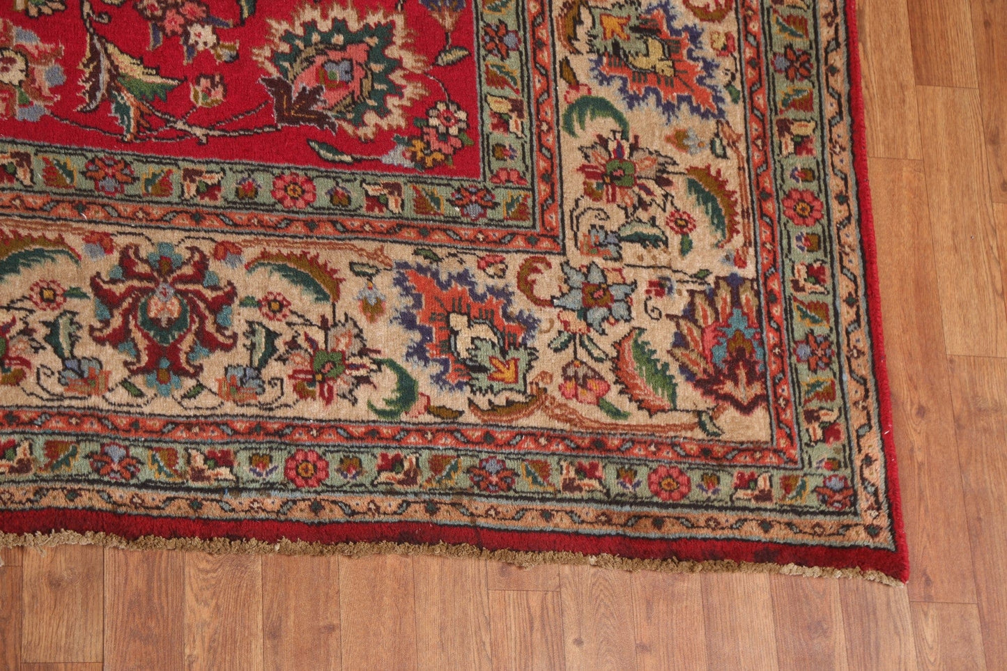 Floral Red Wool Tabriz Persian Area Rug 10x13