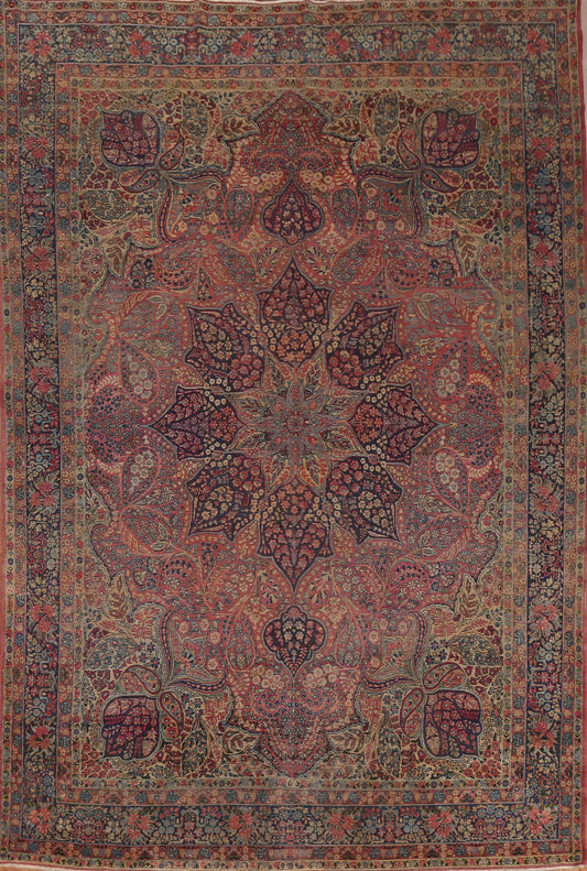 Pre-1900 Antique Vegetable Dye Kerman Lavar Persian Rug 10x13