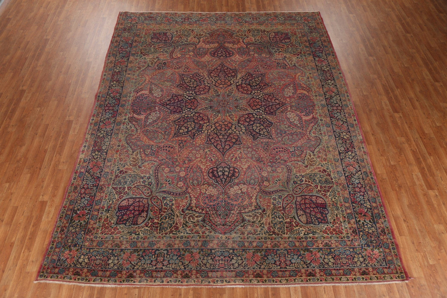 Pre-1900 Antique Vegetable Dye Kerman Lavar Persian Rug 10x13