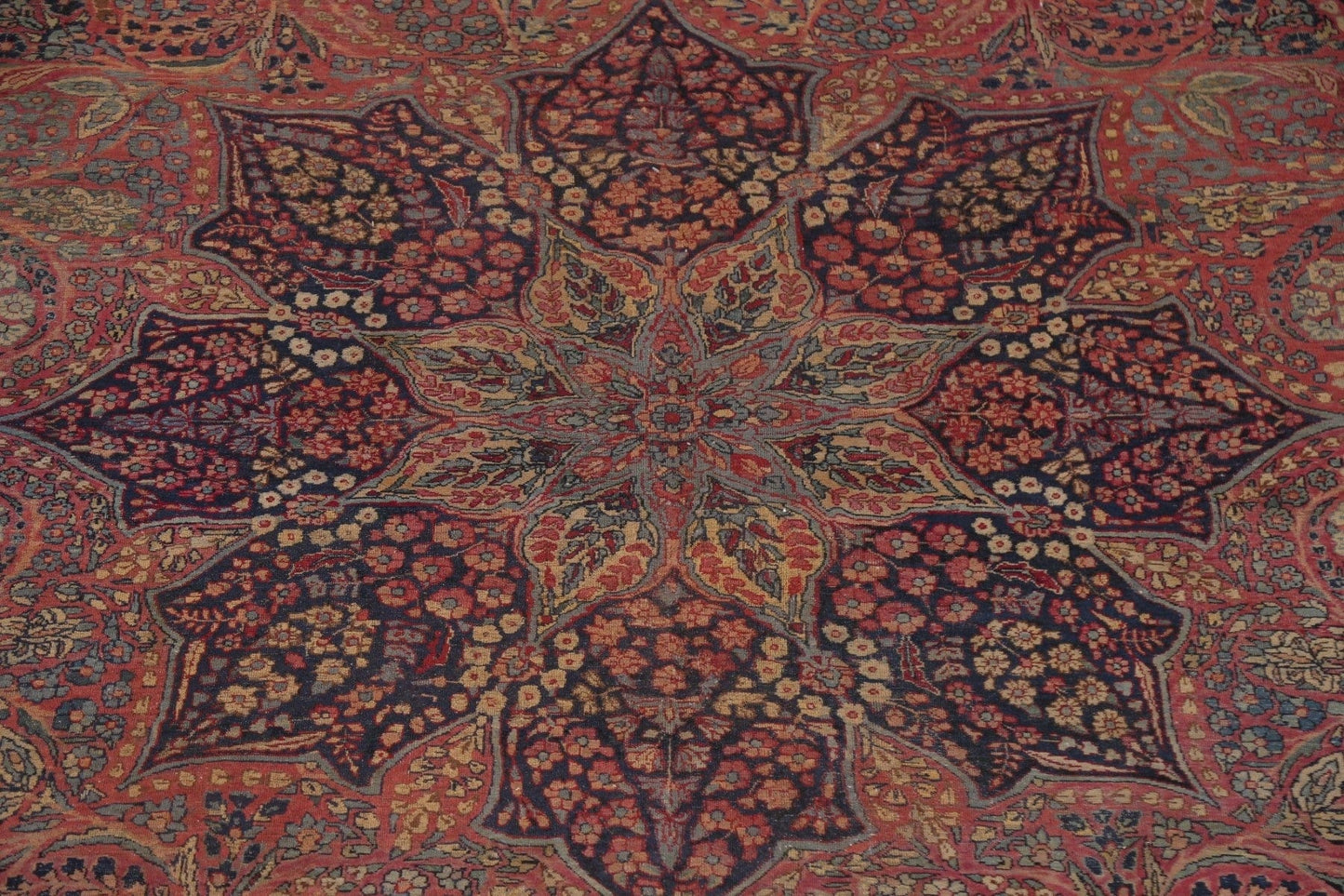 Pre-1900 Antique Vegetable Dye Kerman Lavar Persian Rug 10x13