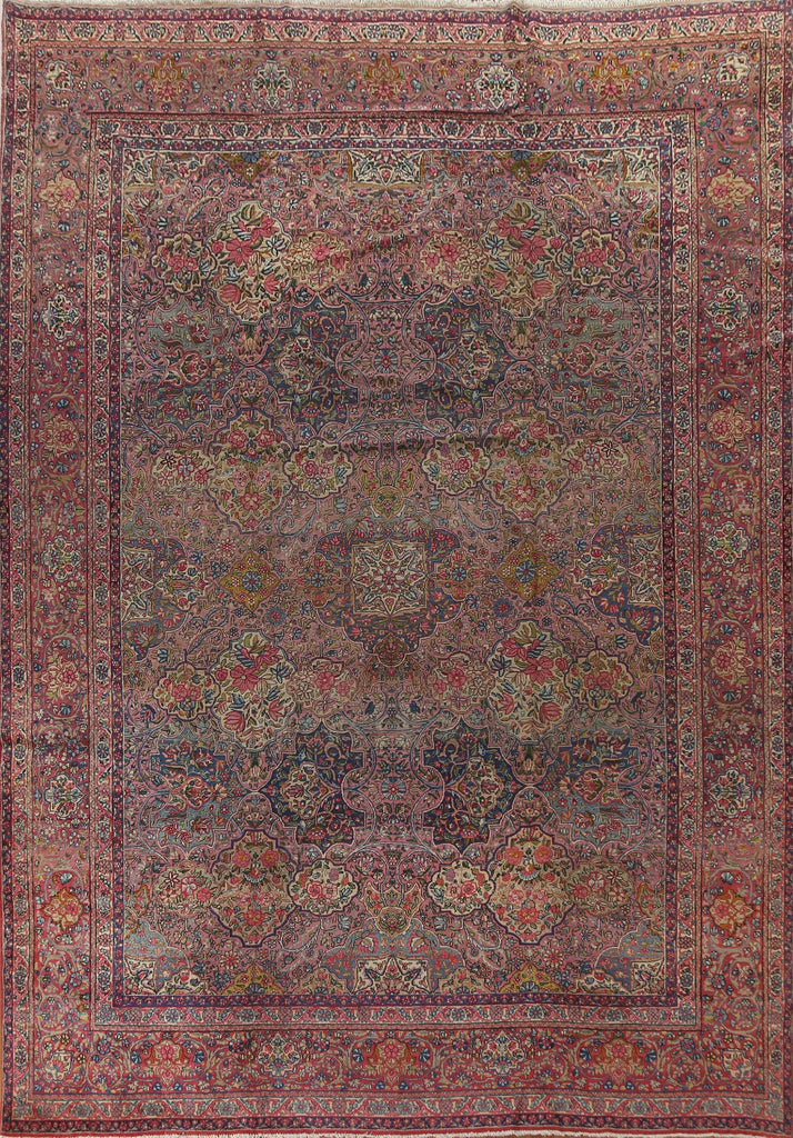 Pre-1900 Antique Vegetable Dye Kerman Lavar Persian Rug 10x13