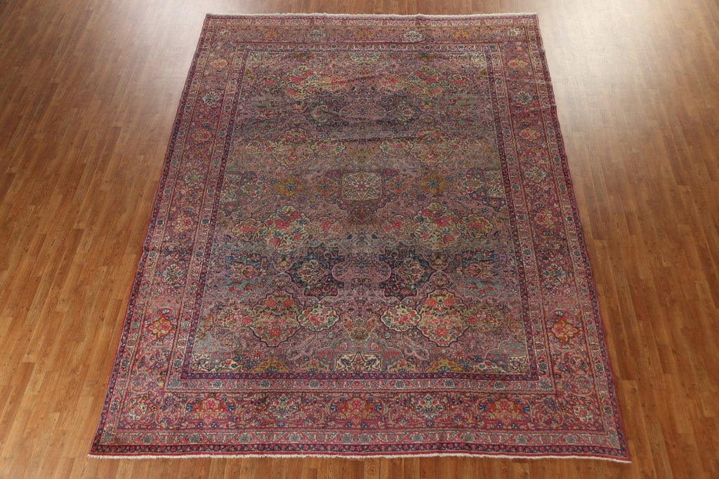 Pre-1900 Antique Vegetable Dye Kerman Lavar Persian Rug 10x13