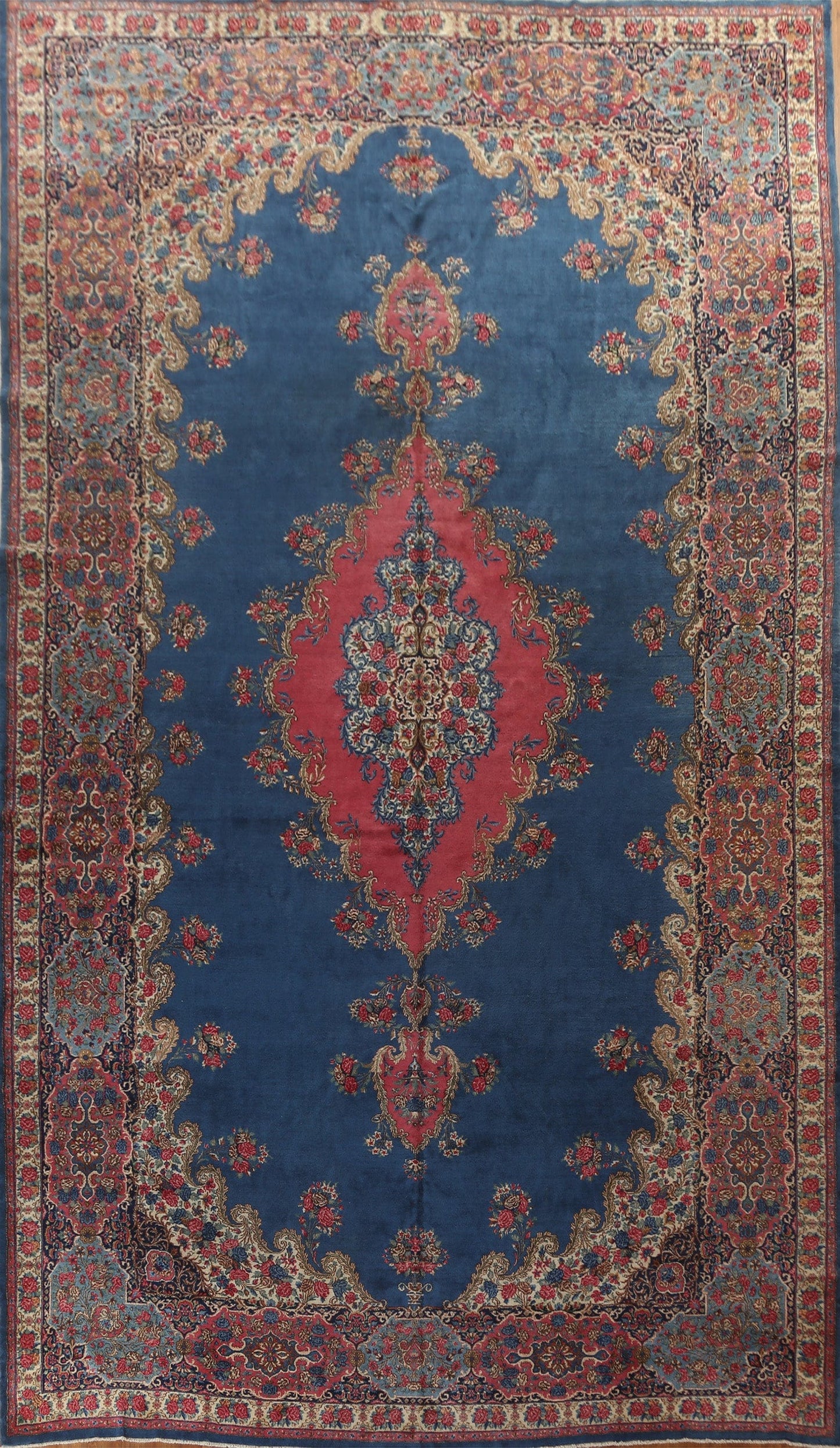 Blue Vegetable Dye Kerman Large Persian Rug 12x19