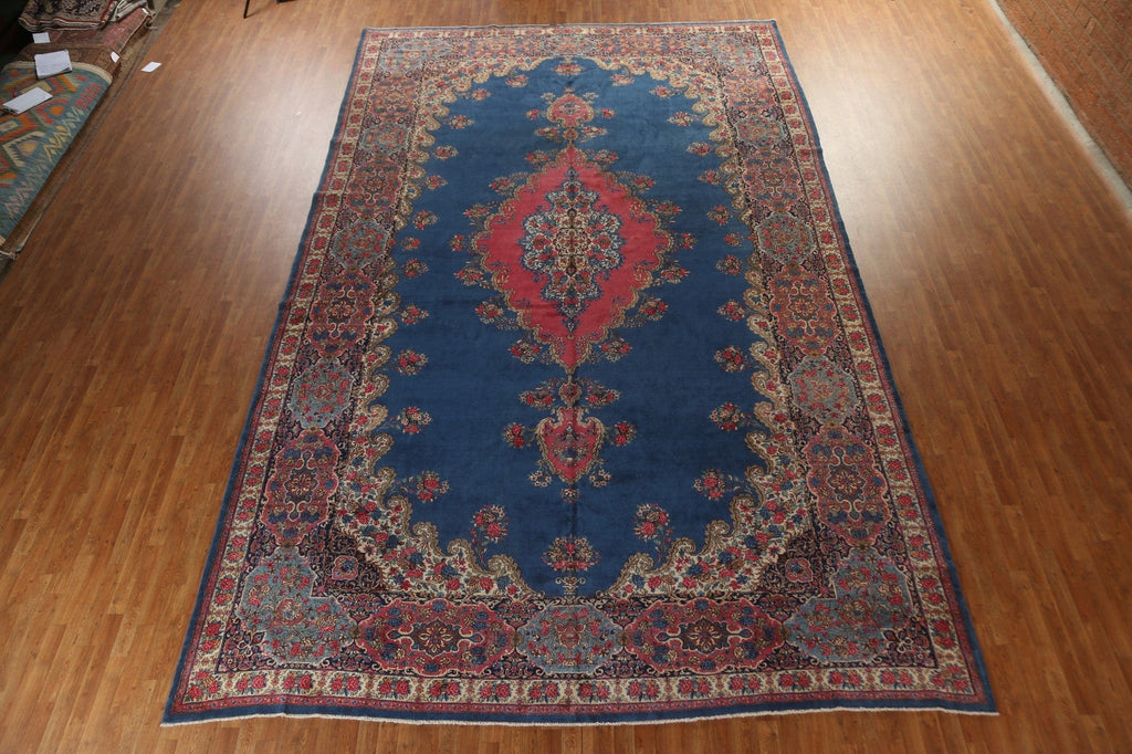 Blue Vegetable Dye Kerman Large Persian Rug 12x19