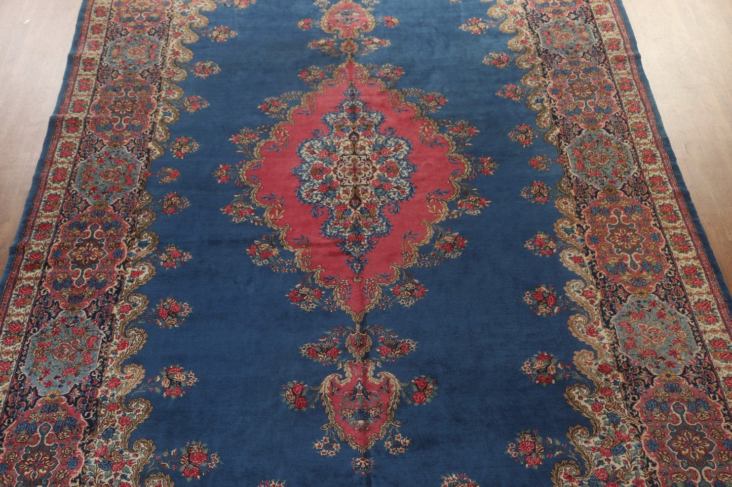 Blue Vegetable Dye Kerman Large Persian Rug 12x19