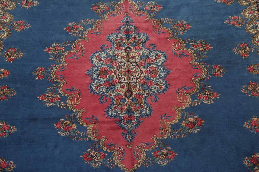 Blue Vegetable Dye Kerman Large Persian Rug 12x19