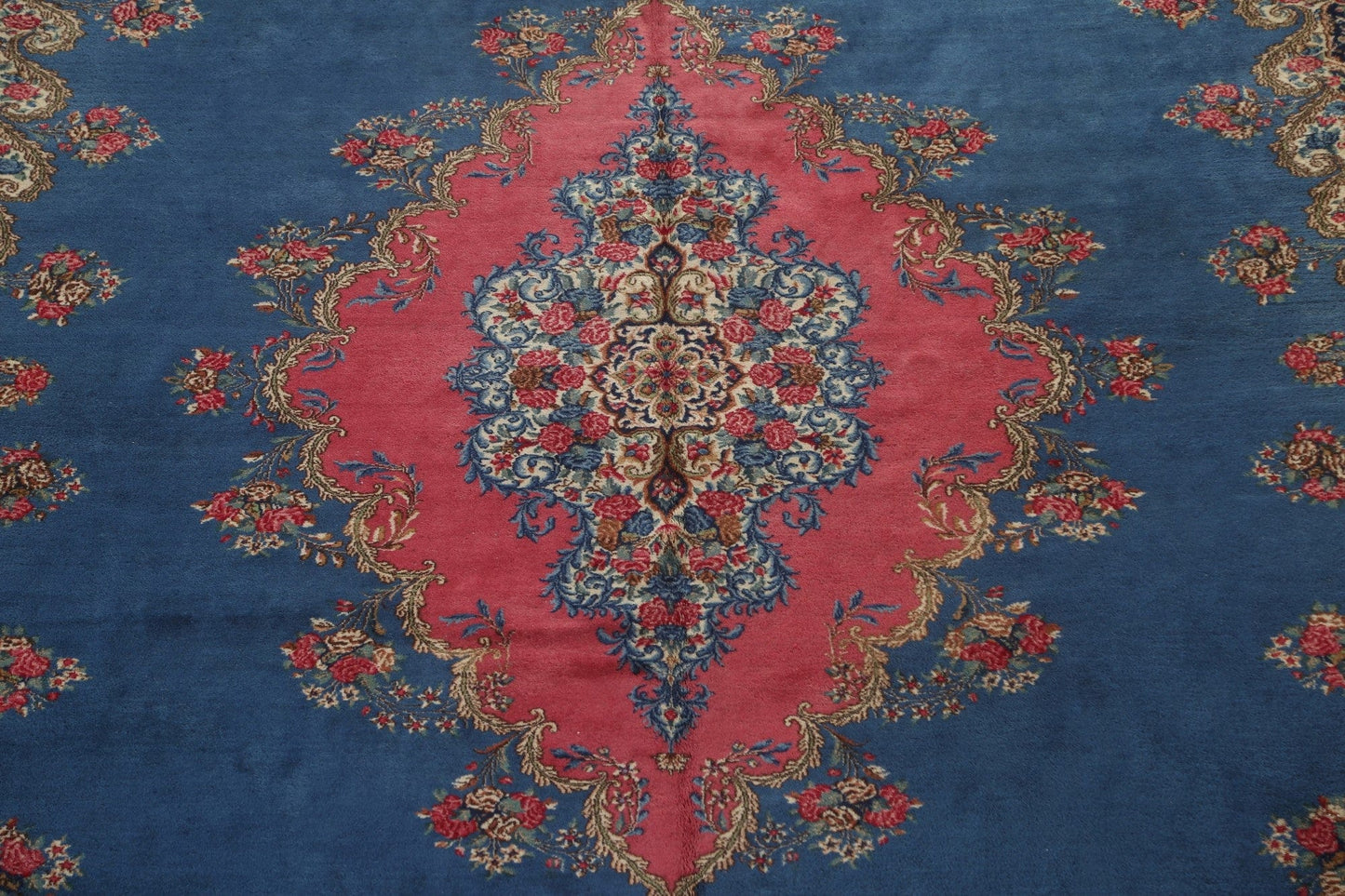 Blue Vegetable Dye Kerman Large Persian Rug 12x19