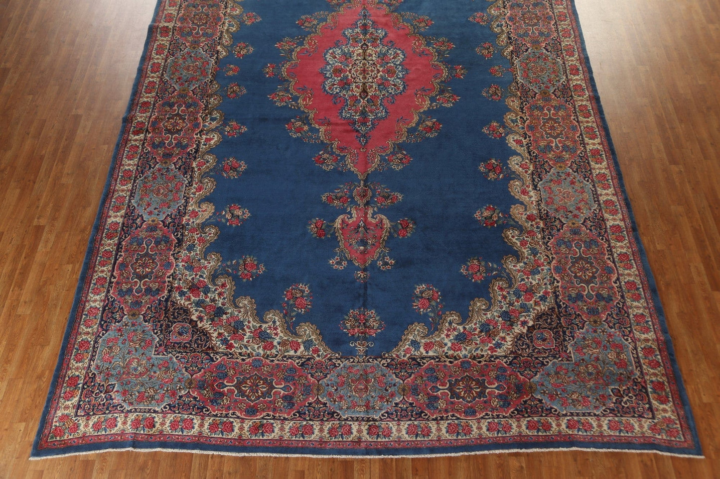 Blue Vegetable Dye Kerman Large Persian Rug 12x19