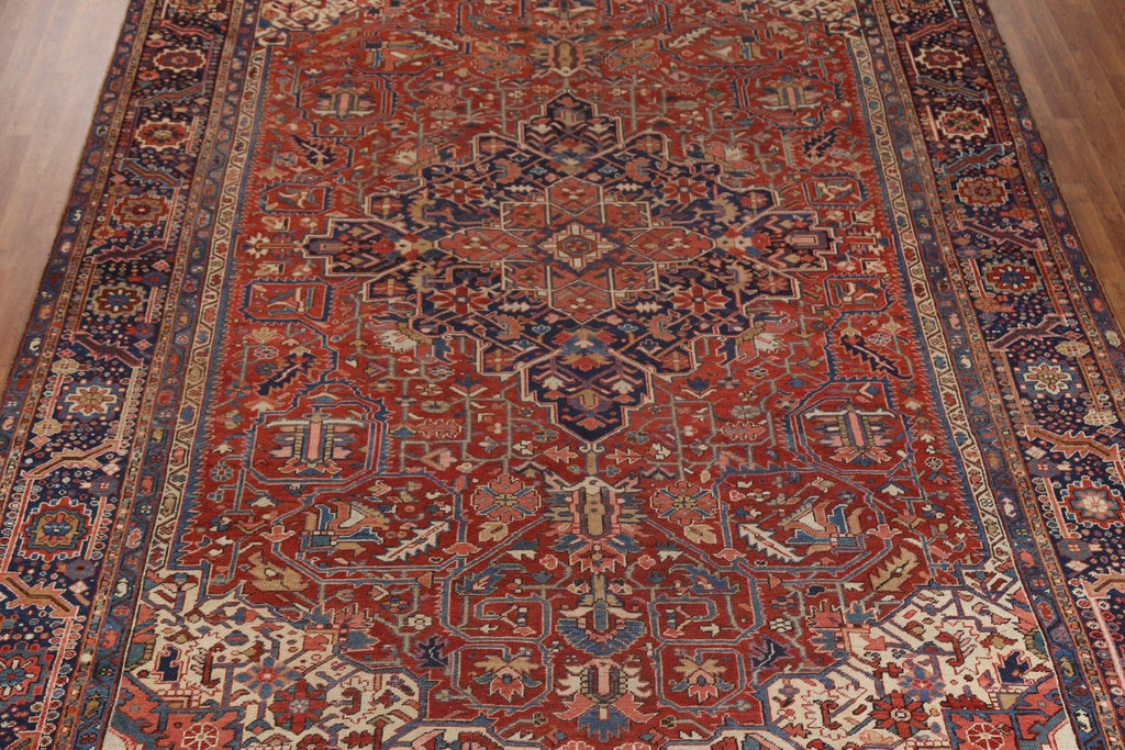 Antique Vegetable Dye Heriz Serapi Large Persian Rug 11x15