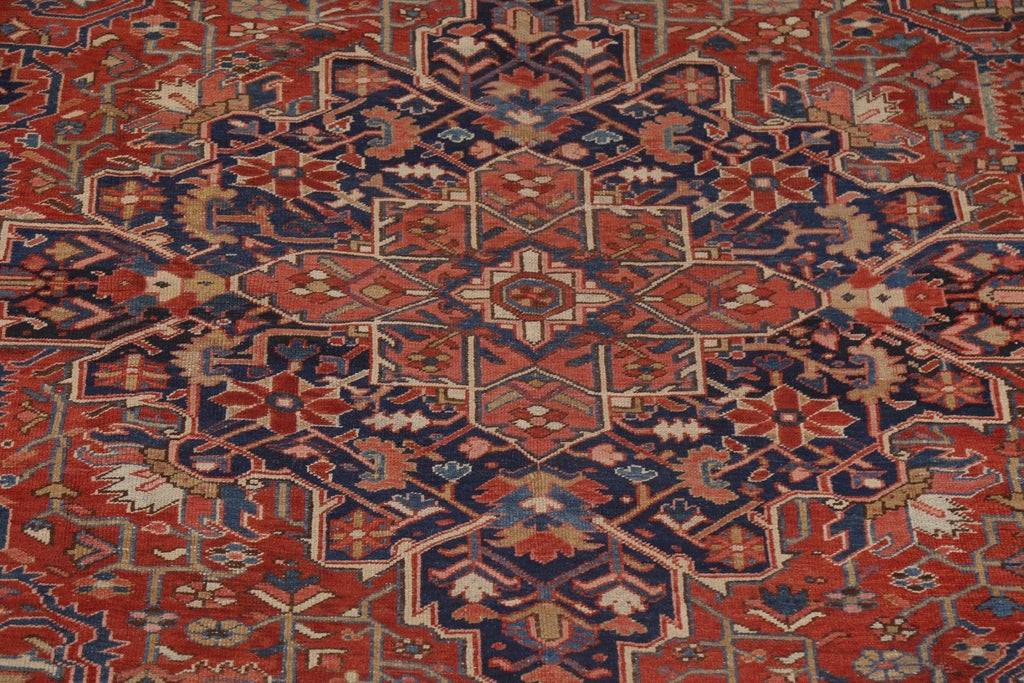 Antique Vegetable Dye Heriz Serapi Large Persian Rug 11x15