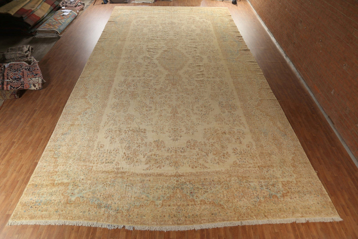 Pre-1900 Antique Vegetable Dye Kerman Lavar Persian Rug 16x33