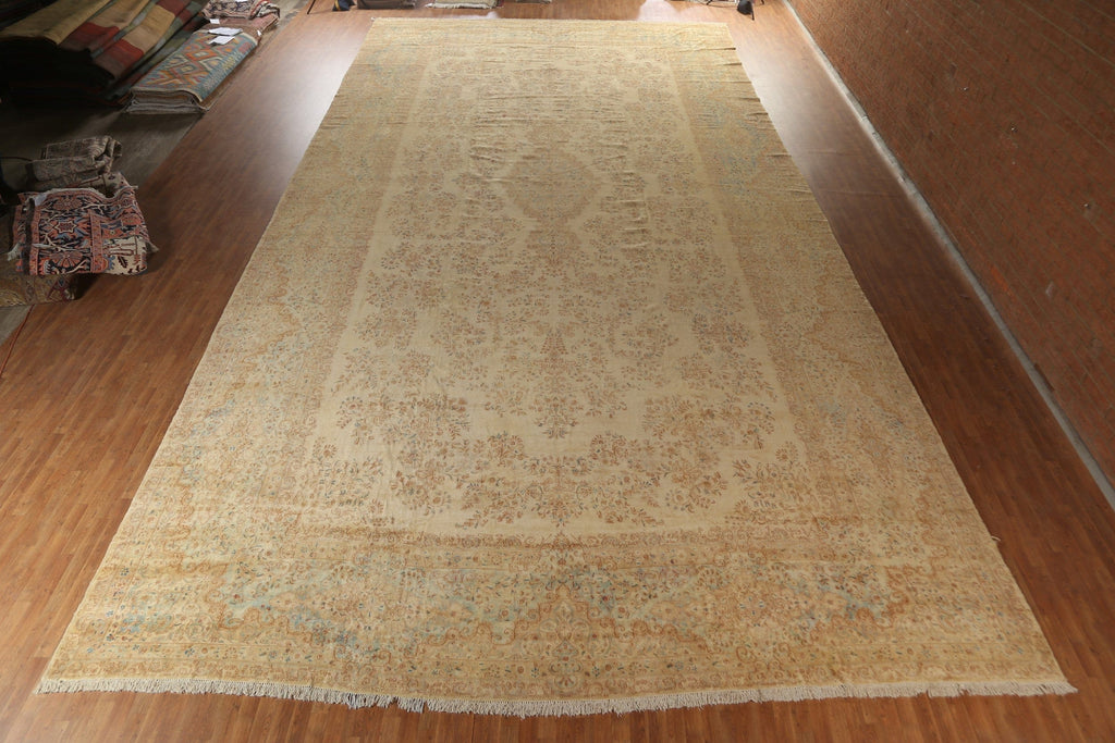 Pre-1900 Antique Vegetable Dye Kerman Lavar Persian Rug 16x33