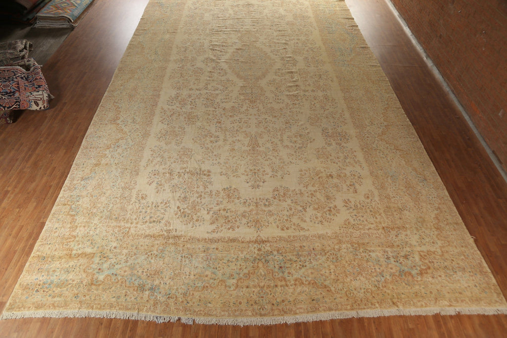 Pre-1900 Antique Vegetable Dye Kerman Lavar Persian Rug 16x33