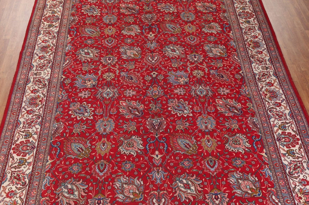 Large Red Floral Tabriz Persian Area Rug 10x16