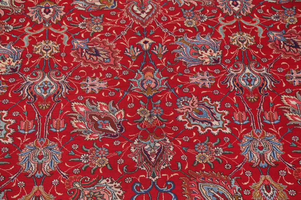 Large Red Floral Tabriz Persian Area Rug 10x16