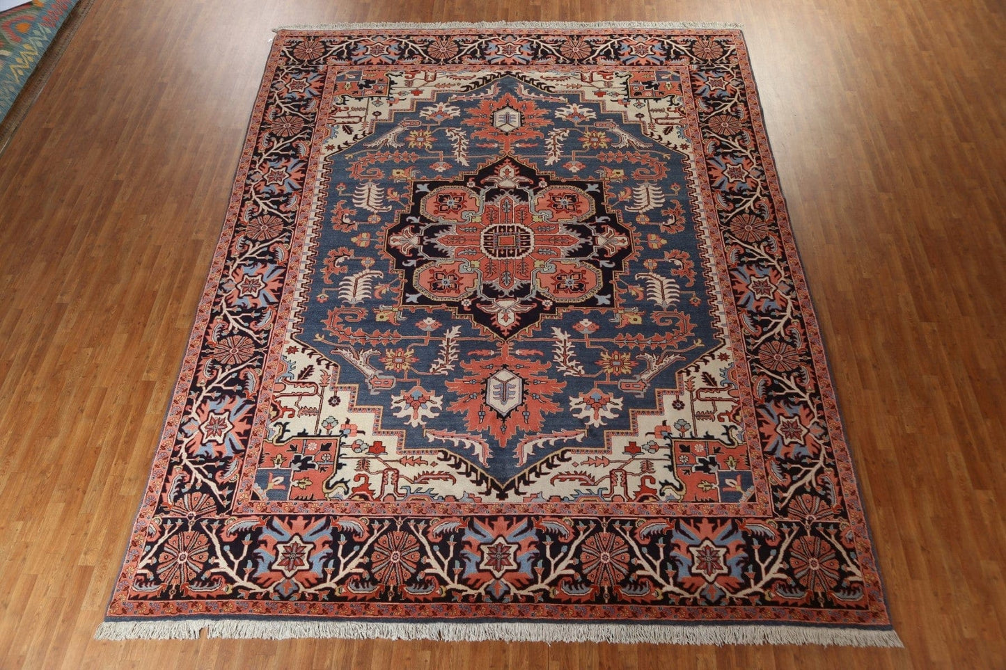 Vegetable Dye Geometric Heriz Large Persian Rug 11x14